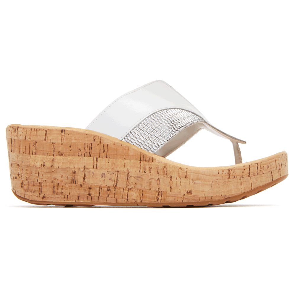 Sandale Rockport Dama Weekend Casuals Lanea Gore Flip flop Wedge Albi - Romania 8267-TCSGR